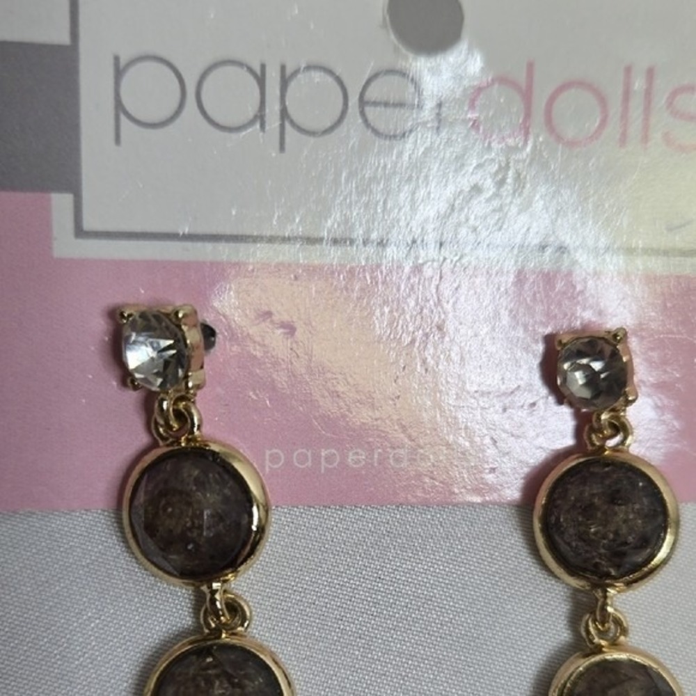 Paperdolls Drop Earrings, New - Picture 3 of 5
